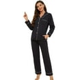 thumbnail image 1 of HEARTNICE Womens Pajama Sets, Flannel Knit Soft Button Down Loungewear Long Sleeve Pjs Sets,(Black,L), 1 of 5