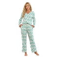 thumbnail image 1 of HEARTNICE Womens Pajama Sets Y2K Print, Long Sleeve Button-Down Pajamas Set for Women Soft Knit Loungewear(GRASS GREEN MONKEY PRINT, 2XL), 1 of 7