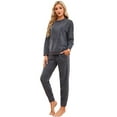thumbnail image 1 of HEARTNICE Womens Pajamas Set, Fleece Lightweight Outfit Soft Lounge Pjs Cozy Sleepwear,(Dark Grey Mel.L), 1 of 1