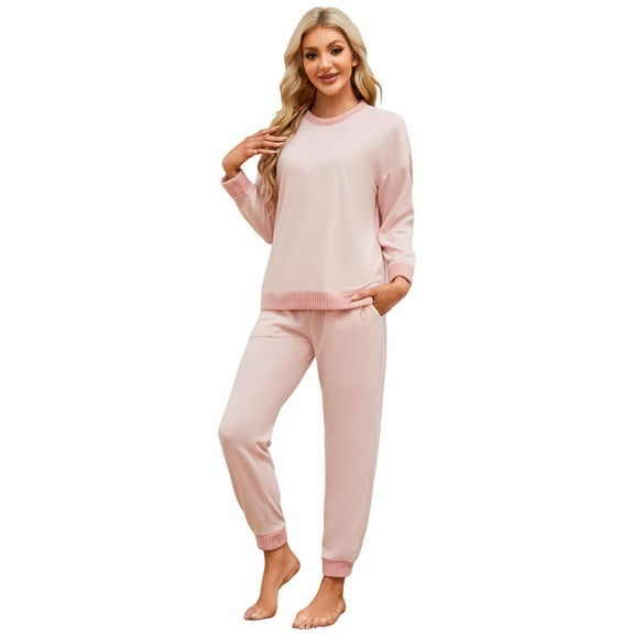 HEARTNICE Womens Pajamas Set, Fleece Lightweight Outfit Soft Lounge Pjs Cozy Sleepwear,(Light Pink,XL)
