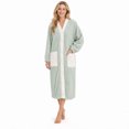 thumbnail image 1 of HEARTNICE Womens Plush Robe, Lightweight Fluffy Bathrobe Button Warm Loungewear,(Black+Dark Grey,2XL-3XL), 1 of 6