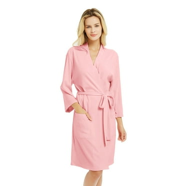 HEARTNICE Womens Robes, 100% Cotton Soft Lightweight Knit Short Bathrobe,(Pink,M)