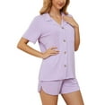 thumbnail image 1 of HEARTNICE Womens Short Pajama Set, Button Down Women Lightweight Loungewear Short Sleeve Pjs Set Two-piece,(Light Purpel,M), 1 of 1
