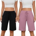thumbnail image 1 of HEARTNICE Womens Soft Pajama Shorts Lounge Bermuda Shorts Casual Knee-Length Sleep Shorts 2 PACK (Black+Dusty Pink, Small), 1 of 7