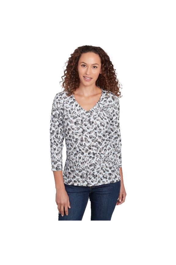 Womens Printed Basic T-Shirt, Multicoloured, Plus Size, 1X