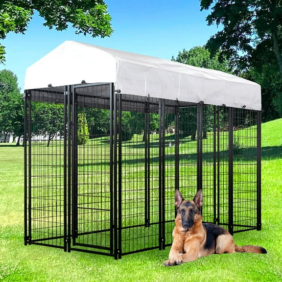 HEASON LARGE DOG KENNEL Heavy Duty 12 Panels / cage(8x4x6 ft) OUTDOOR enclosure with cover Roof