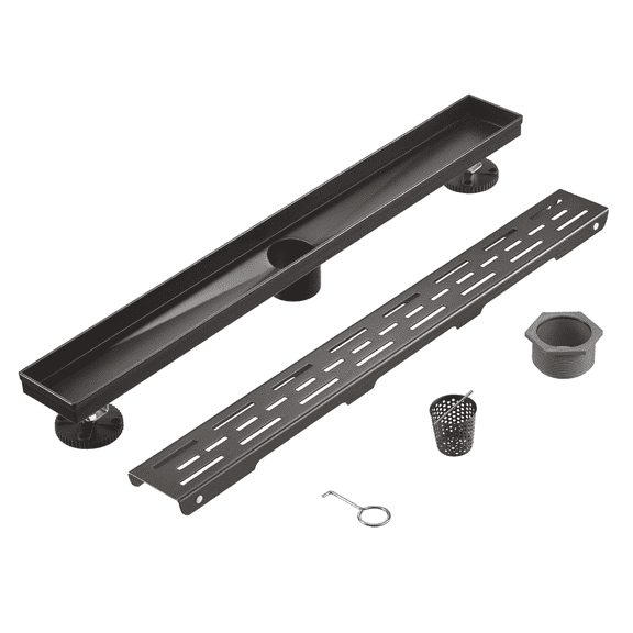 HEATGENE 36-Inch Linear Shower Drain in Venetian Bronze - Stainless Steel Rectangular Shower Floor Drain - Removable Decorative Cover - Adjustable Leveling Feet - CUPC Certified