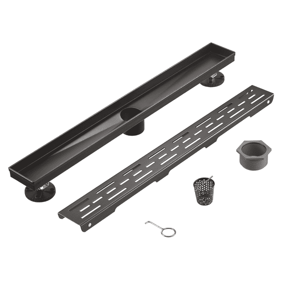 HEATGENE 36-Inch Linear Shower Drain in Venetian Bronze - Stainless Steel Rectangular Shower Floor Drain - Removable Decorative Cover - Adjustable Leveling Feet - CUPC Certified