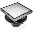 thumbnail image 1 of HEATGENE 4-Inch Square Shower Drain with Flat Cover, Floor Shower Drain with Hair Strainer, Stainless Steel Shower Floor Drain with 2-in-1 Flat & Tile Insert Cover, Brushed, 1 of 8