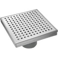 thumbnail image 1 of HEATGENE 4-Inches Square Shower Drain with Flat Cover, Stainless Steel Shower Floor Drain with Removable Quadrato Pattern Grate, Floor Shower Drain with Hair Strainer, Brushed, 1 of 9