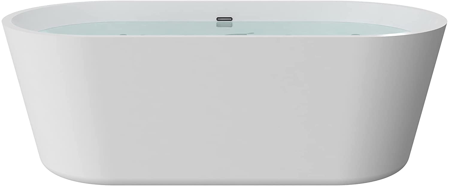 HEATGENE 55" White and Matte Black Acrylic Freestanding Bathtub