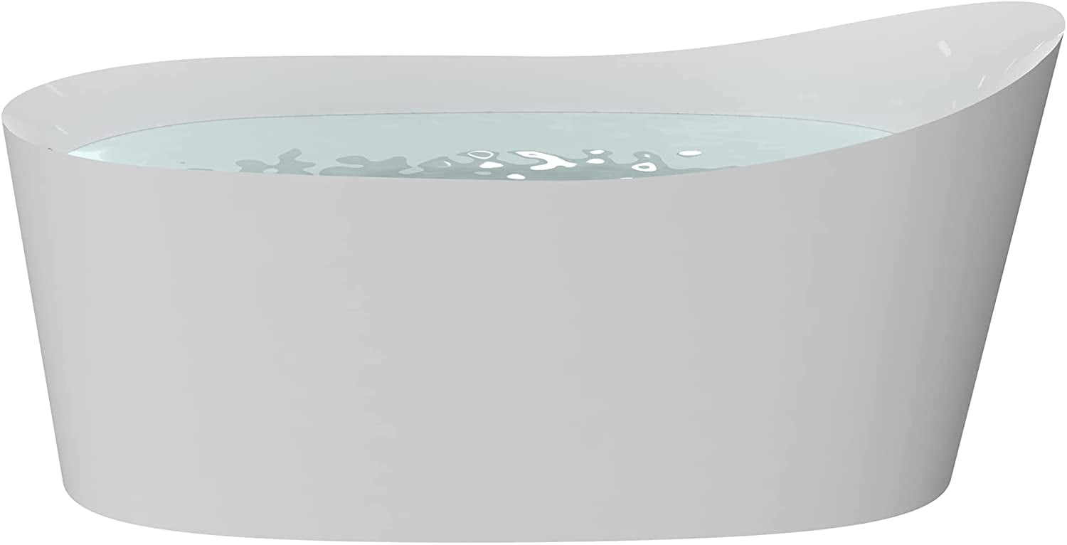 62.4'' White Acrylic Freestanding Soaking Bathtub