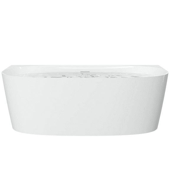 HEATGENE 63 Inches Acrylic Freestanding Bathtub Modern Bathtub Contemporary Soaking Tub Easy to Install UPC Certified Drain & Overflow Assembly Included