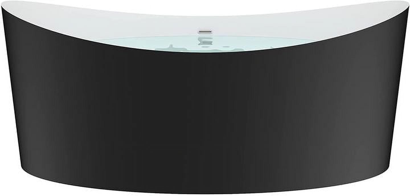 68.5-Inch Black Acrylic Freestanding Oval Bathtub