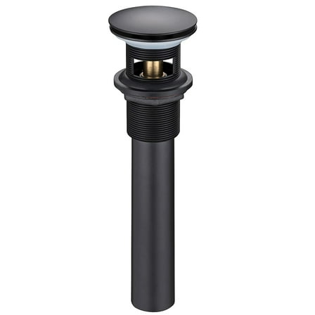 HEATGENE Bathroom Sink Drain Matte Black, Pop Up Drain Stopper for Bathroom Sink, Bathroom Sink Drain Stopper Pop Up, Pop Up Drain with Overflow, Fits 1-1/2" Opening with a 1-1/4" Tailpiece