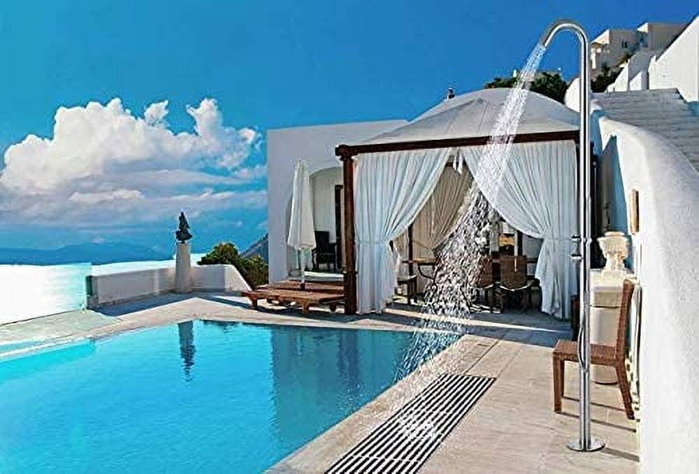 Brushed Stainless Steel Outdoor Rain Shower with Handheld