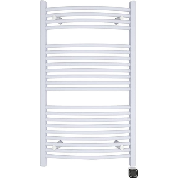 HEATGENE Smart Towel Warmer with Timer and Temperature Control, Large Smart Liquid Filled Towel Rails, Plug-in/Hardwired Towel Heater Compatible Gloss White
