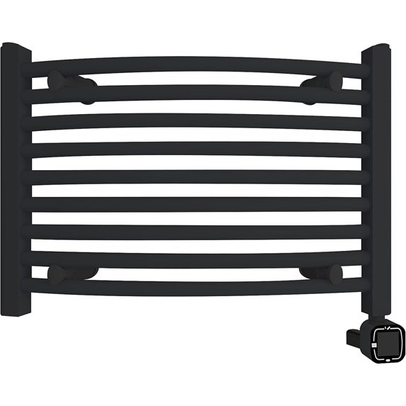HEATGENE Smart Towel Warmer with Timer and Temperature Control, Smart Liquid Filled Towel Rails, Plug-in/Hardwired Wall-Mounted Towel Heater Rack Compatible Matte Black
