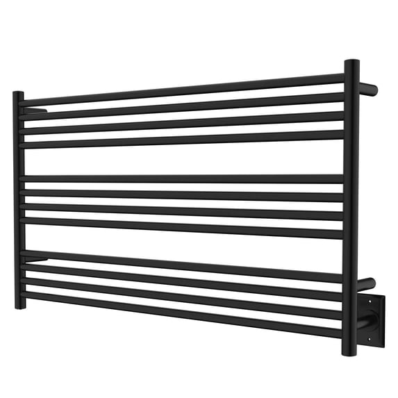 HEATGENE Towel Warmer 12 Bar Towel Dryer Wall-Mounted Plug-in Bath Towel Heater - Matt Black