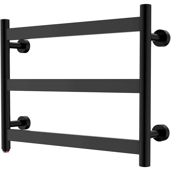 HEATGENE Towel Warmer 3 Flat Bar Towel Dryer Wall-Mounted Plug-in Bath Towel Heater - Matt Black