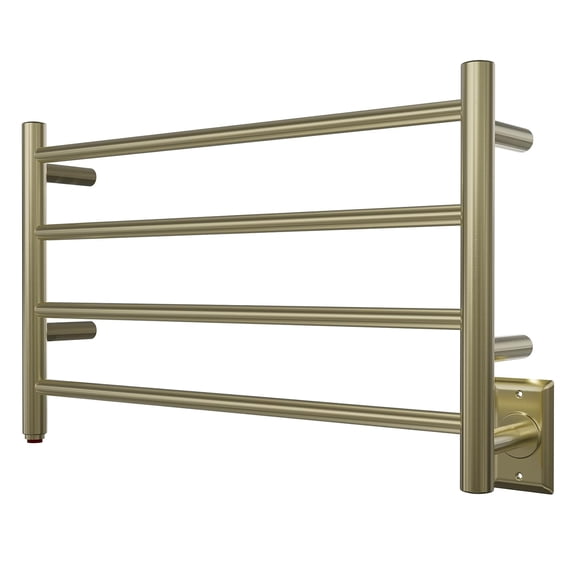 HEATGENE Towel Warmer 4 Bar Towel Dryer Wall-Mounted Plug-in Bath Towel Heater - Brushed Brass