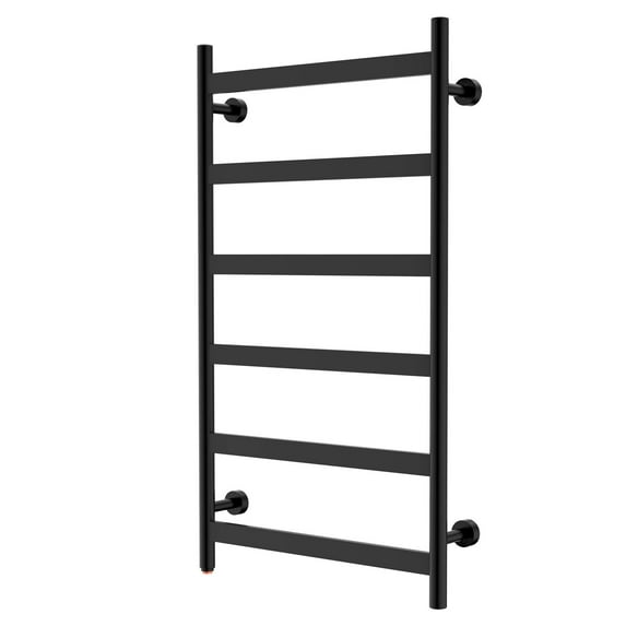 HEATGENE Towel Warmer 6 Flat Bar Towel Dryer Wall-Mounted Plug-in Bath Towel Heater - Matt Black