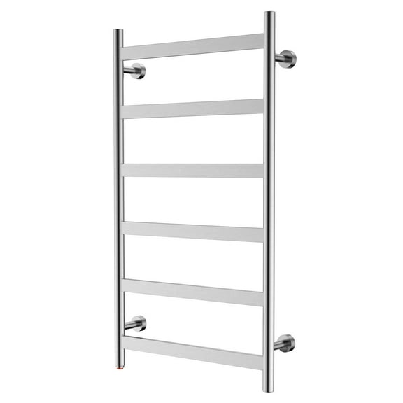 HEATGENE Towel Warmer 6 Flat Bar Towel Dryer Wall-Mounted Plug-in Bath Towel Heater - Mirror Polish