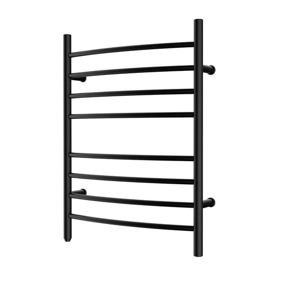 HEATGENE Towel Warmer 8 Bar Plug-in Curved Bath Towel Heater Towel Warmer for Bathroom Plug-in Drying Rack Matte Black