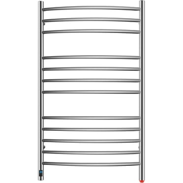 HEATGENE Towel Warmer with Timer, Electric Towel Warmer with Temperature Control, Wall-Mounted Large 12 Bars Towel Racks with Built-in Timer, Plug-in/Hardwired Electric Towel Rails - Brushed