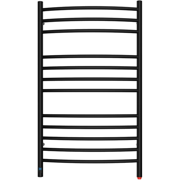 HEATGENE Towel Warmer with Timer, Electric Towel Warmer with Temperature Control, Wall-Mounted Large 12 Bars Towel Racks with Built-in Timer, Plug-in/Hardwired Electric Towel Rails - Matte Black