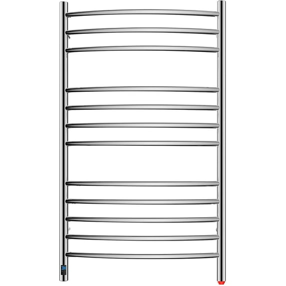 HEATGENE Towel Warmer with Timer, Electric Towel Warmer with Temperature Control, Wall-Mounted Large 12 Bars Towel Racks with Built-in Timer, Plug-in/Hardwired Electric Towel Rails - Mirror Polish