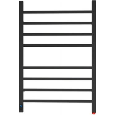 HEATGENE Towel Warmer with Timer and Temperature Control, Electric Towel Warmer with 8 Square Bars, Wall-Mounted Electric Towel Rack with 8 Square Bars, Plug-in/Hardwired Towel Rails - Matte Black