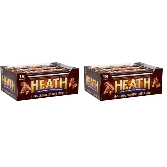 HEATH Chocolatey English Toffee Candy Bars, 1.4 oz (18 Count) (Pack of 2)