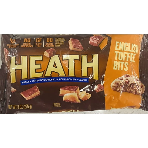HEATH English Toffee Chocolate Coating BITS Premium Baking Chips 8 oz Bag