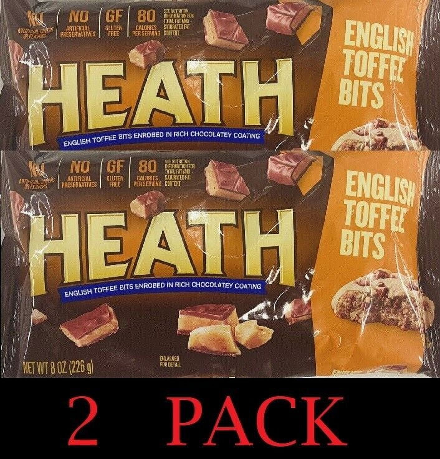 HEATH English Toffee Chocolate Coating BITS Premium Baking Chips 8oz Bag 2 PACK