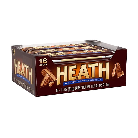 HEATH Milk Chocolate English Toffee Candy, Bulk, 1.4 oz, Bars (18 Count)