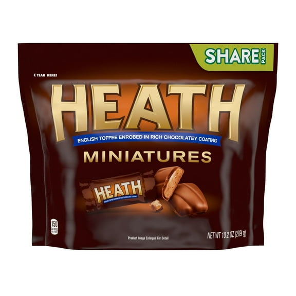 HEATH, Miniatures Milk Chocolate Toffee Candy Bars, Fun Size, 10.2 oz, Share Bag pack of 4