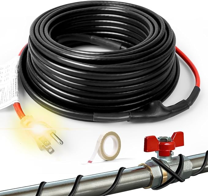 HEATIT JHSF 12ft SelfRegulating Pipe Heating Cable with Thermostat, PVC Pipe Heater, Energy