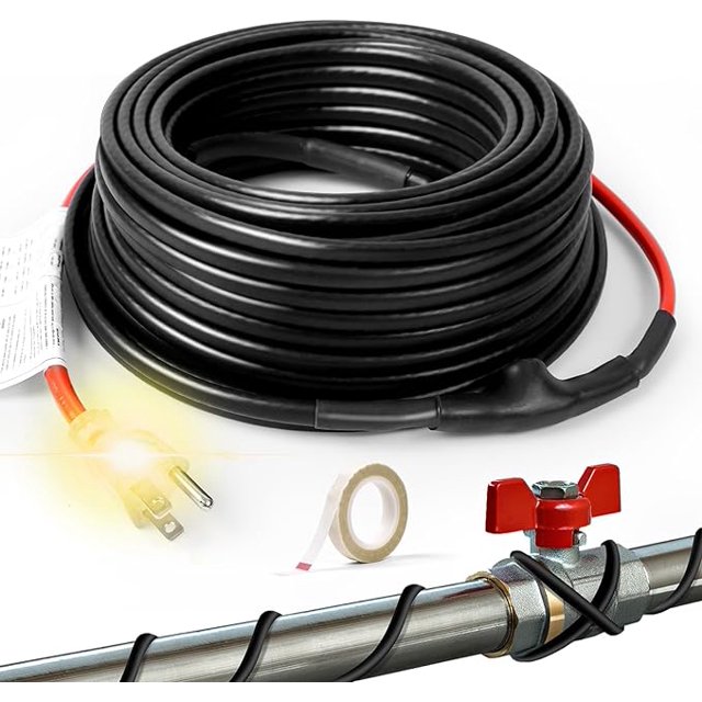 HEATIT JHSF 12ft SelfRegulating Pipe Heating Cable with Thermostat