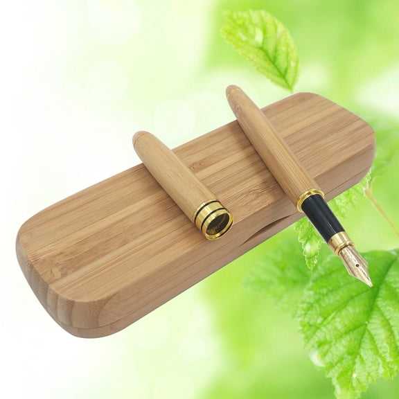 HEATSHAKING 1 Set Fountain Pen Pack Cylindrical Bamboo for Calligraphy and Signature 14.5x0.39in Case 6.7x1.3x1in