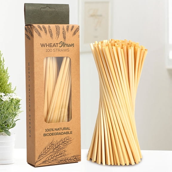 HEATSHAKING 100Pcs Beige Cylindrical Straws for Drinking and Party Decoration