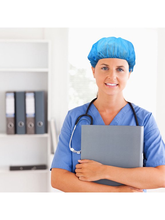 100Pcs Comfortable Blue Nurse Cap Doctor Hat Dustproof Operating Room Practical Use