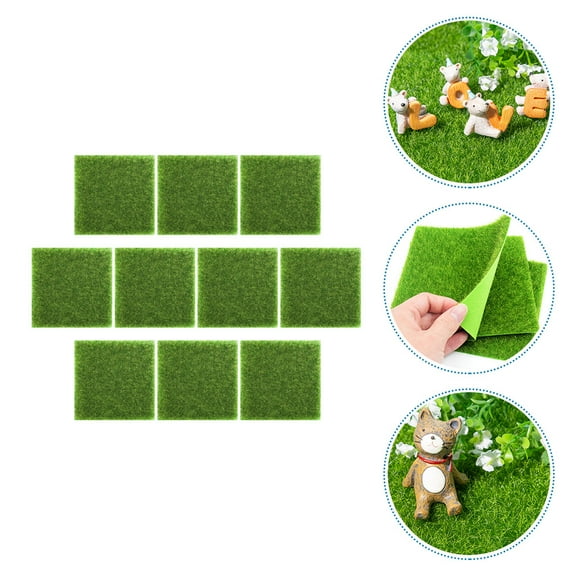 HEATSHAKING 10Pcs Artificial Grass Pad Green Reusable PP Material for Balcony Kitchen Landscape
