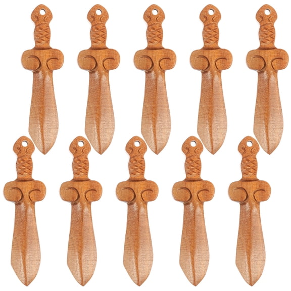HEATSHAKING 10Pcs Creative Wooden Sword Ornament Light Brown Rustic Desktop Decor for Living Space