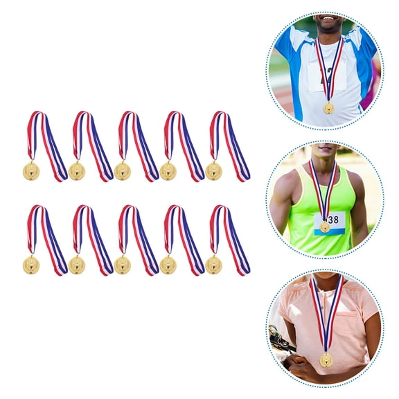 HEATSHAKING 10Pcs Plated Gold Medal Awards for Soccer and School Competitions with Decorative Use
