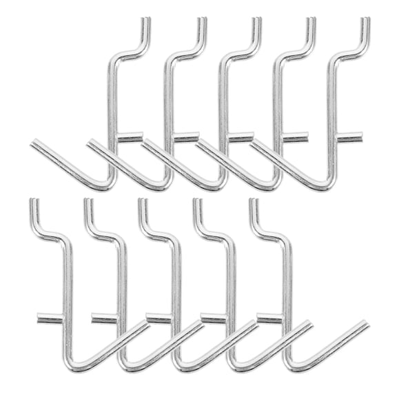 HEATSHAKING 10Pcs Plated Silver Pegboard Utility Hooks V Shape for Organizing Tools and Jewelry