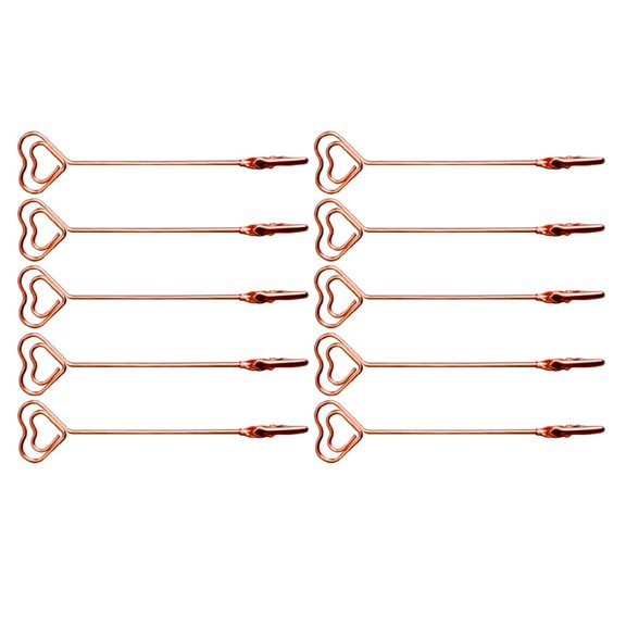 HEATSHAKING 10Pcs Rose Plated Gold Memo Holder Double End Table Number Clips Reusable Wedding Decoration Accessory