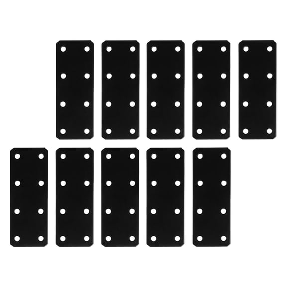 HEATSHAKING 10Pcs Solid Iron Flat Brace Repair Plate Black for Furniture Leg and Drawer Fix