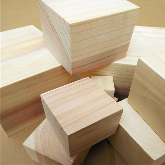 HEATSHAKING 10Pcs Square Wood Block for Diy in Beige 20mm x 20mm x 20mm Pine Material