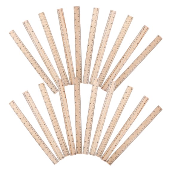 HEATSHAKING 10Pcs Stable Balanced Khaki Wooden Ruler with Dual Scale for Office Drawing and Measurement Needs